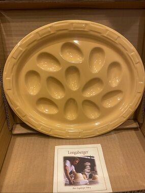 Longaberger Butternut ( Yellow ) Ceramic Deviled Egg Platter